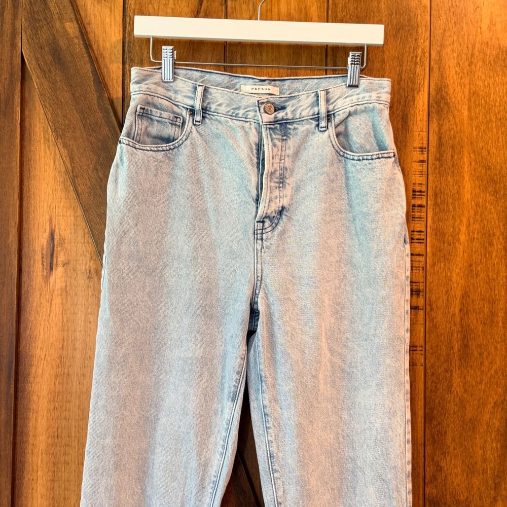 PacSun High Rise Straight Leg Size 28 Light Wash Button Fly Jeans Womens - Picture 3 of 8